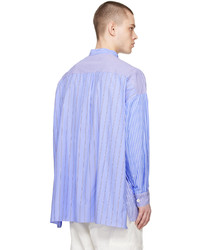 Chemise à manches longues à rayures verticales bleu clair Tanaka