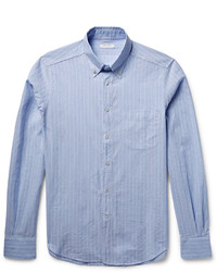 Chemise à manches longues à rayures verticales bleu clair Boglioli