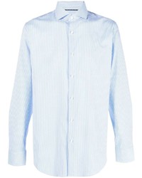 Chemise à manches longues à rayures verticales bleu clair BOSS