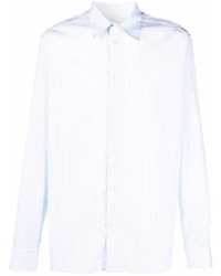 Chemise à manches longues à rayures verticales bleu clair Bottega Veneta
