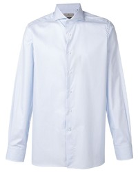 Chemise à manches longues à rayures verticales bleu clair Canali