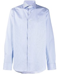 Chemise à manches longues à rayures verticales bleu clair Canali
