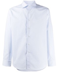 Chemise à manches longues à rayures verticales bleu clair Canali