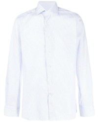 Chemise à manches longues à rayures verticales bleu clair Canali