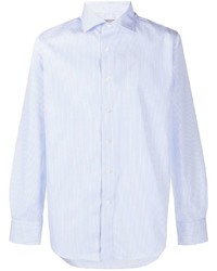 Chemise à manches longues à rayures verticales bleu clair Canali