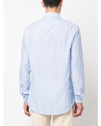 Chemise à manches longues à rayures verticales bleu clair Massimo Alba