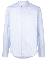 Chemise à manches longues à rayures verticales bleu clair CK Calvin Klein