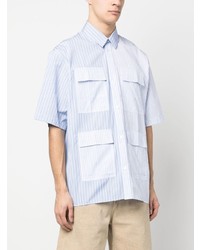 Chemise à manches longues à rayures verticales bleu clair MAISON KITSUNÉ