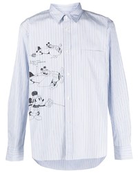 Chemise à manches longues à rayures verticales bleu clair Comme des Garcons Homme Deux