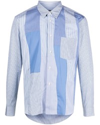 Chemise à manches longues à rayures verticales bleu clair Comme des Garcons Homme Deux