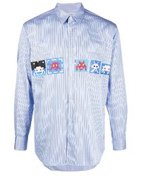 Chemise à manches longues à rayures verticales bleu clair Comme Des Garcons SHIRT