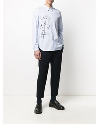 Chemise à manches longues à rayures verticales bleu clair Comme des Garcons Homme Deux