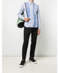 Chemise à manches longues à rayures verticales bleu clair Comme des Garcons Homme Deux