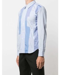 Chemise à manches longues à rayures verticales bleu clair Comme des Garcons Homme Deux