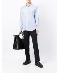 Chemise à manches longues à rayures verticales bleu clair Comme des Garcons Homme Deux