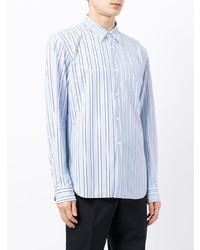 Chemise à manches longues à rayures verticales bleu clair Comme des Garcons Homme Deux