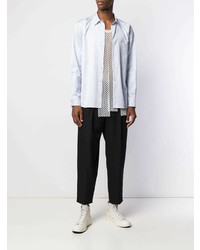 Chemise à manches longues à rayures verticales bleu clair Comme Des Garcons Homme Plus