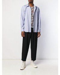 Chemise à manches longues à rayures verticales bleu clair Comme Des Garcons Homme Plus