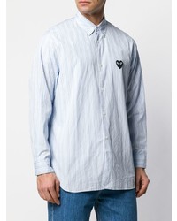 Chemise à manches longues à rayures verticales bleu clair Comme Des Garcons Play