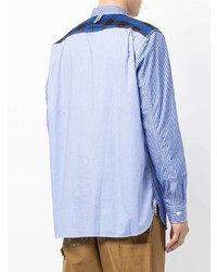 Chemise à manches longues à rayures verticales bleu clair Junya Watanabe MAN