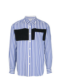 Chemise à manches longues à rayures verticales bleu clair Coohem