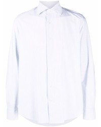 Chemise à manches longues à rayures verticales bleu clair Corneliani