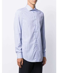 Chemise à manches longues à rayures verticales bleu clair Etro