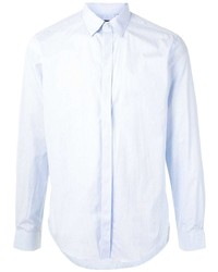 Chemise à manches longues à rayures verticales bleu clair D'urban