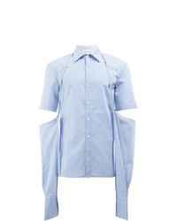 Chemise à manches longues à rayures verticales bleu clair Delada