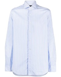 Chemise à manches longues à rayures verticales bleu clair Dell'oglio