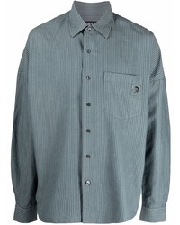 Chemise à manches longues à rayures verticales bleu clair Diesel