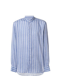 Chemise à manches longues à rayures verticales bleu clair Doppiaa