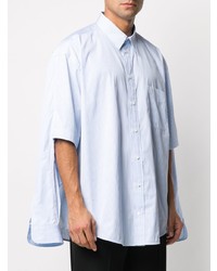 Chemise à manches longues à rayures verticales bleu clair Balenciaga