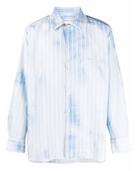 Chemise à manches longues à rayures verticales bleu clair Doublet