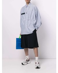 Chemise à manches longues à rayures verticales bleu clair Fumito Ganryu