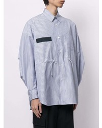 Chemise à manches longues à rayures verticales bleu clair Fumito Ganryu