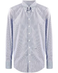 Chemise à manches longues à rayures verticales bleu clair DSQUARED2