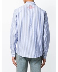 Chemise à manches longues à rayures verticales bleu clair Gucci