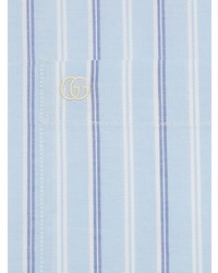 Chemise à manches longues à rayures verticales bleu clair Gucci