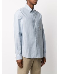 Chemise à manches longues à rayures verticales bleu clair Gucci