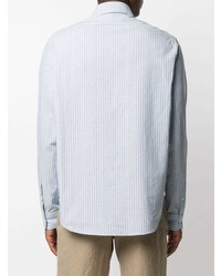 Chemise à manches longues à rayures verticales bleu clair Gucci