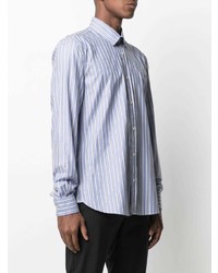 Chemise à manches longues à rayures verticales bleu clair Trussardi