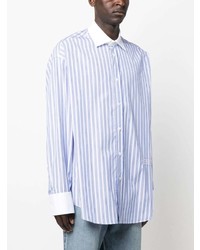 Chemise à manches longues à rayures verticales bleu clair MM6 MAISON MARGIELA