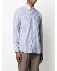 Chemise à manches longues à rayures verticales bleu clair Etro