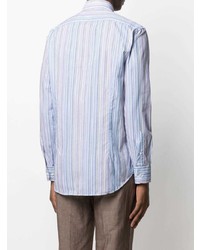 Chemise à manches longues à rayures verticales bleu clair Etro