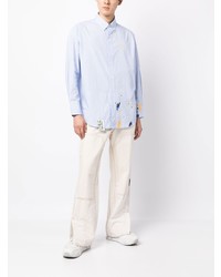 Chemise à manches longues à rayures verticales bleu clair Musium Div.