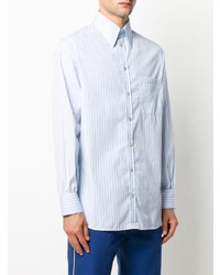 Chemise à manches longues à rayures verticales bleu clair Gucci