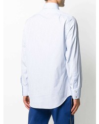 Chemise à manches longues à rayures verticales bleu clair Gucci