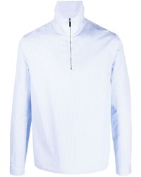 Chemise à manches longues à rayures verticales bleu clair Emporio Armani