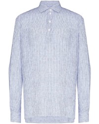Chemise à manches longues à rayures verticales bleu clair Ermenegildo Zegna